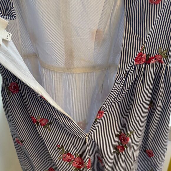 Striped Dress with Floral Embroidery - Picture 5 of 8